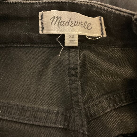 Madewell Skinny Overalls Denim XS Black Lunar Wash Chewed Hem Pockets - Picture 15 of 15